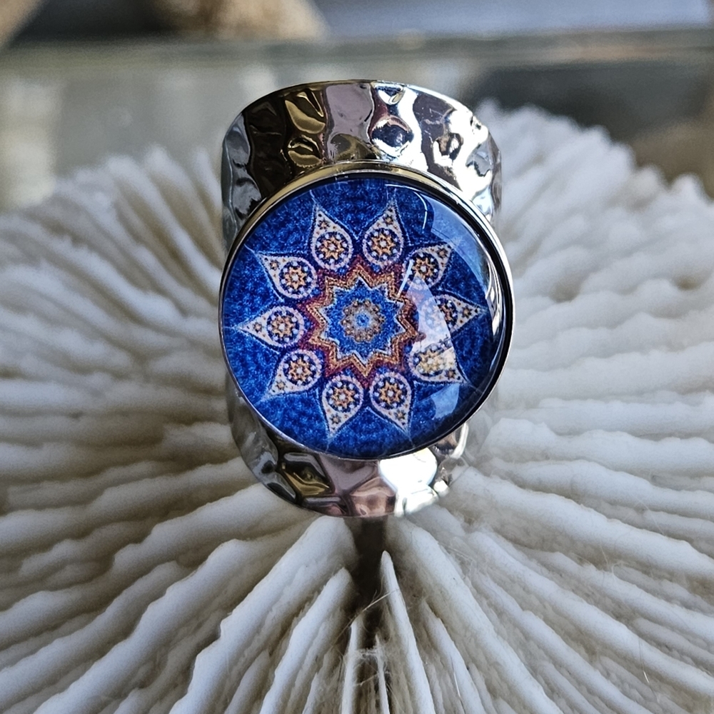 Mandala SNAP It ring. Adjustable size 7+